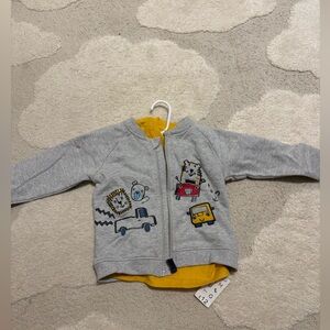 Gray Kids' Jacket with Fun Car and Animal Prints